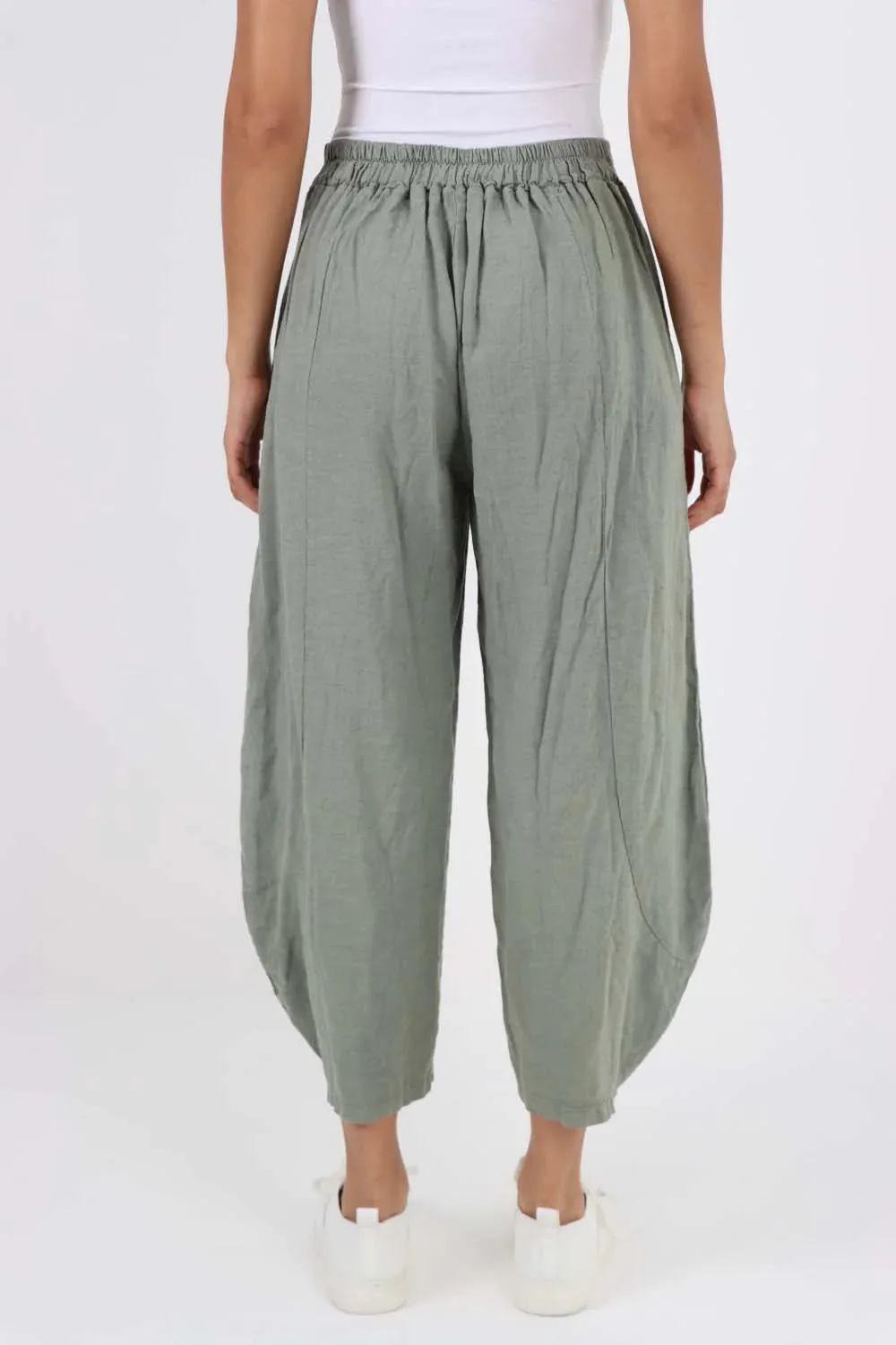 Italian Plain Layered 3/4 Linen Jogger