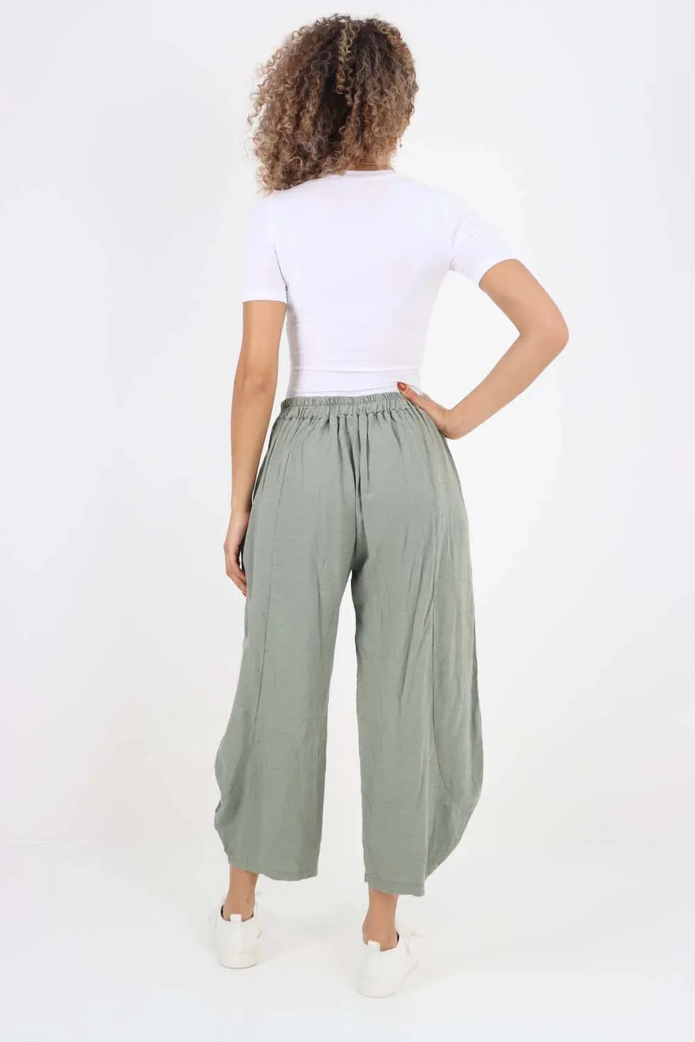 Italian Plain Layered 3/4 Linen Jogger
