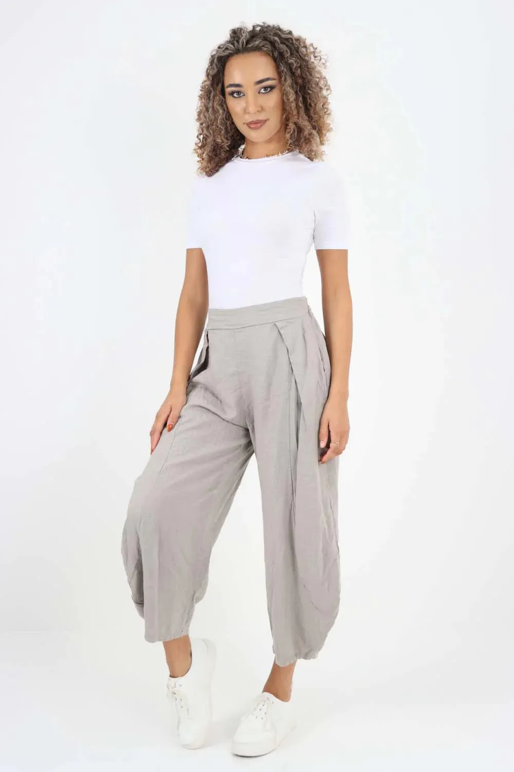 Italian Plain Layered 3/4 Linen Jogger