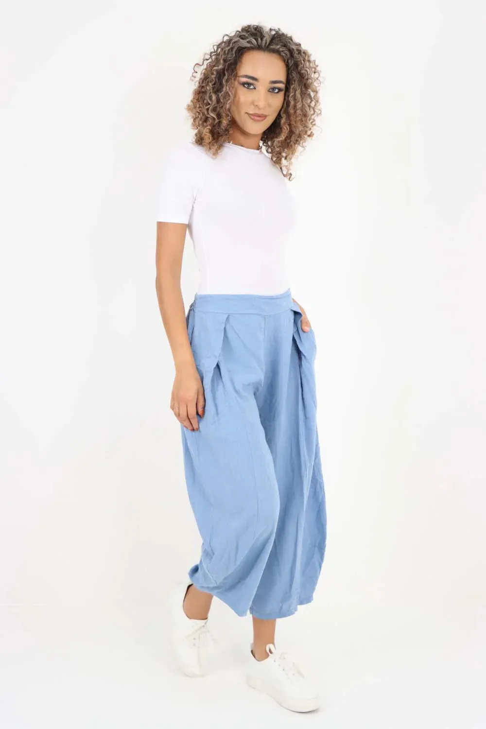 Italian Plain Layered 3/4 Linen Jogger