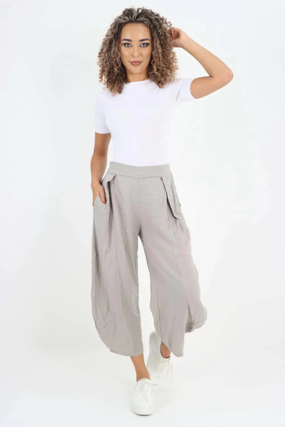 Italian Plain Layered 3/4 Linen Jogger