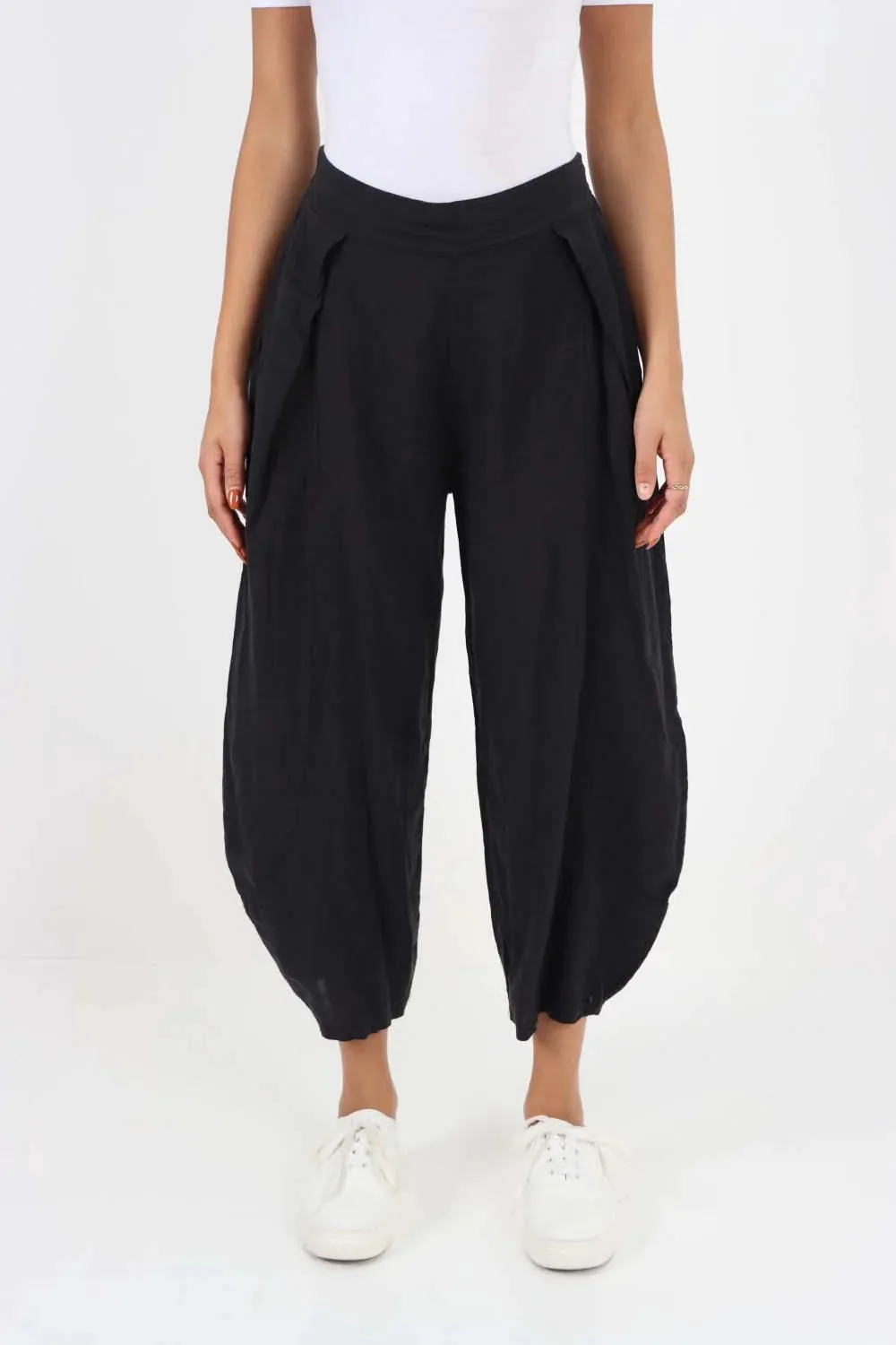 Italian Plain Layered 3/4 Linen Jogger
