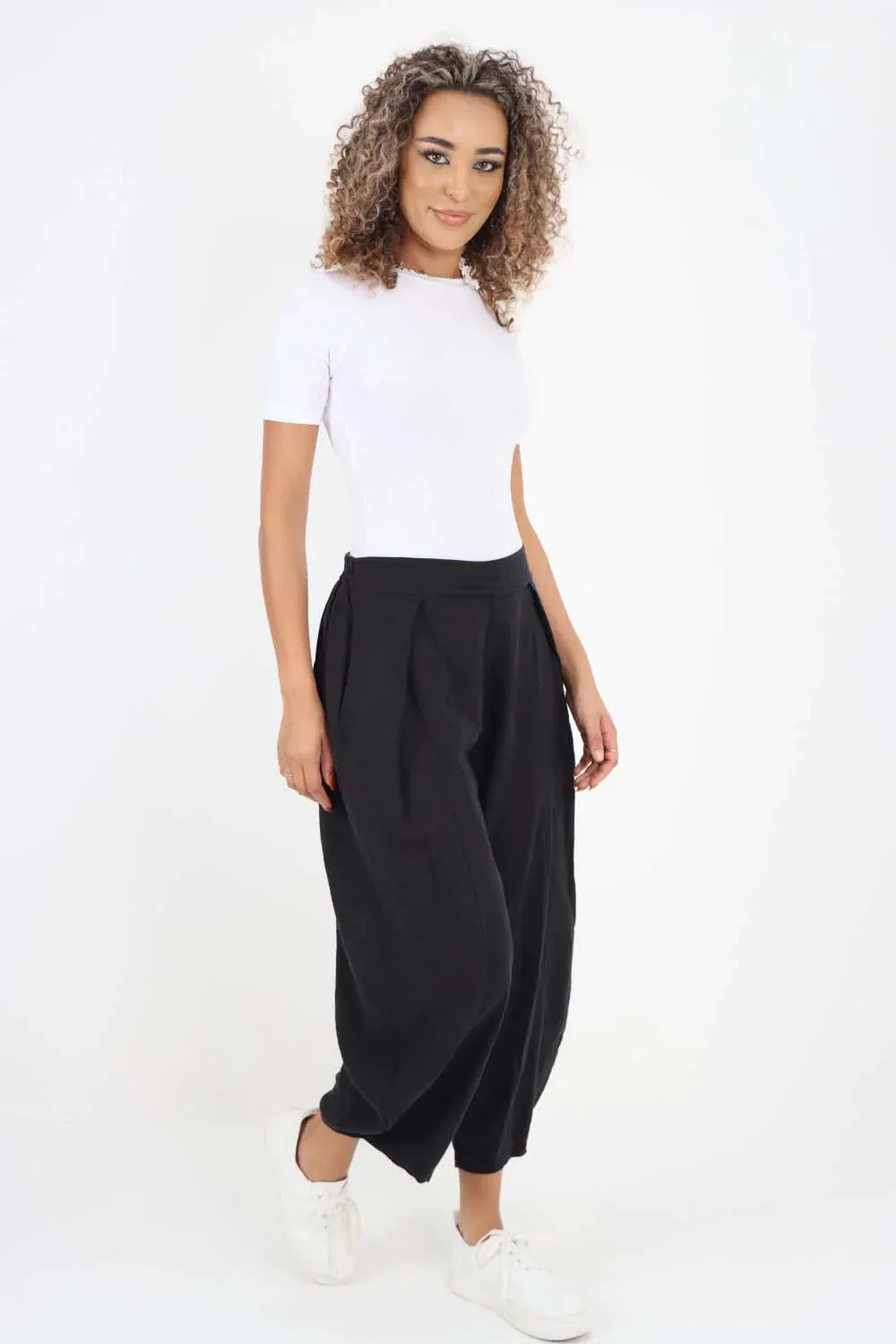 Italian Plain Layered 3/4 Linen Jogger
