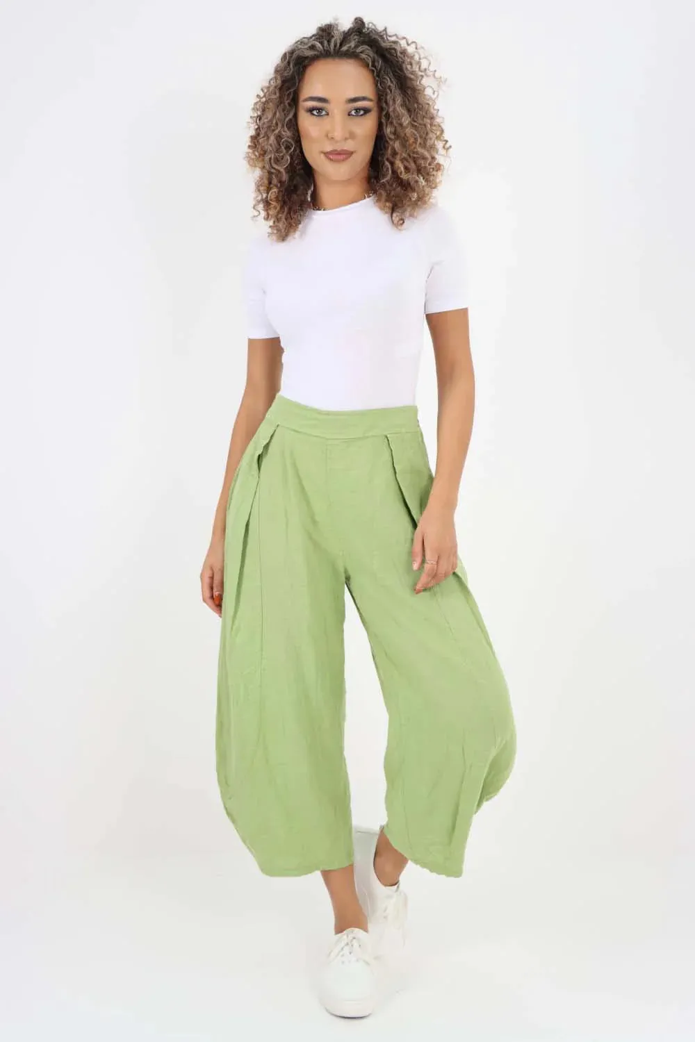 Italian Plain Layered 3/4 Linen Jogger