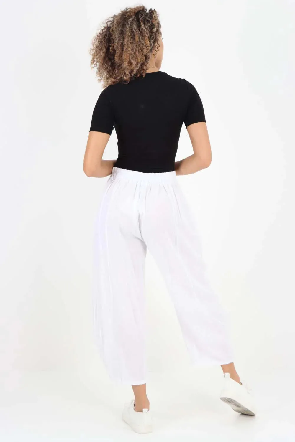 Italian Plain Layered 3/4 Linen Jogger