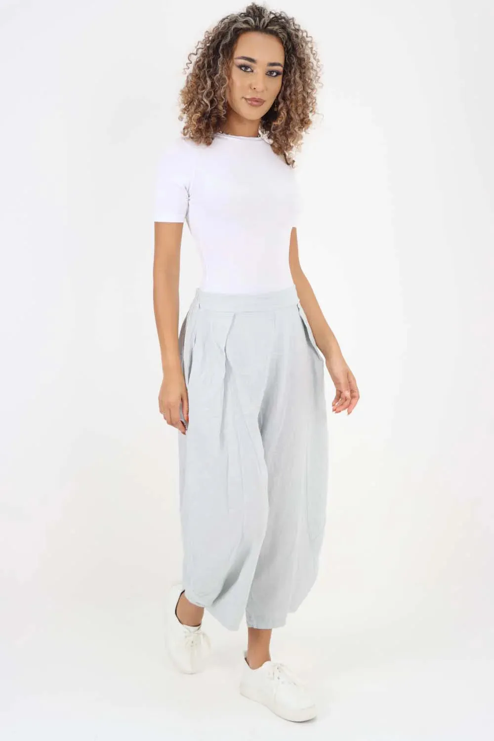 Italian Plain Layered 3/4 Linen Jogger