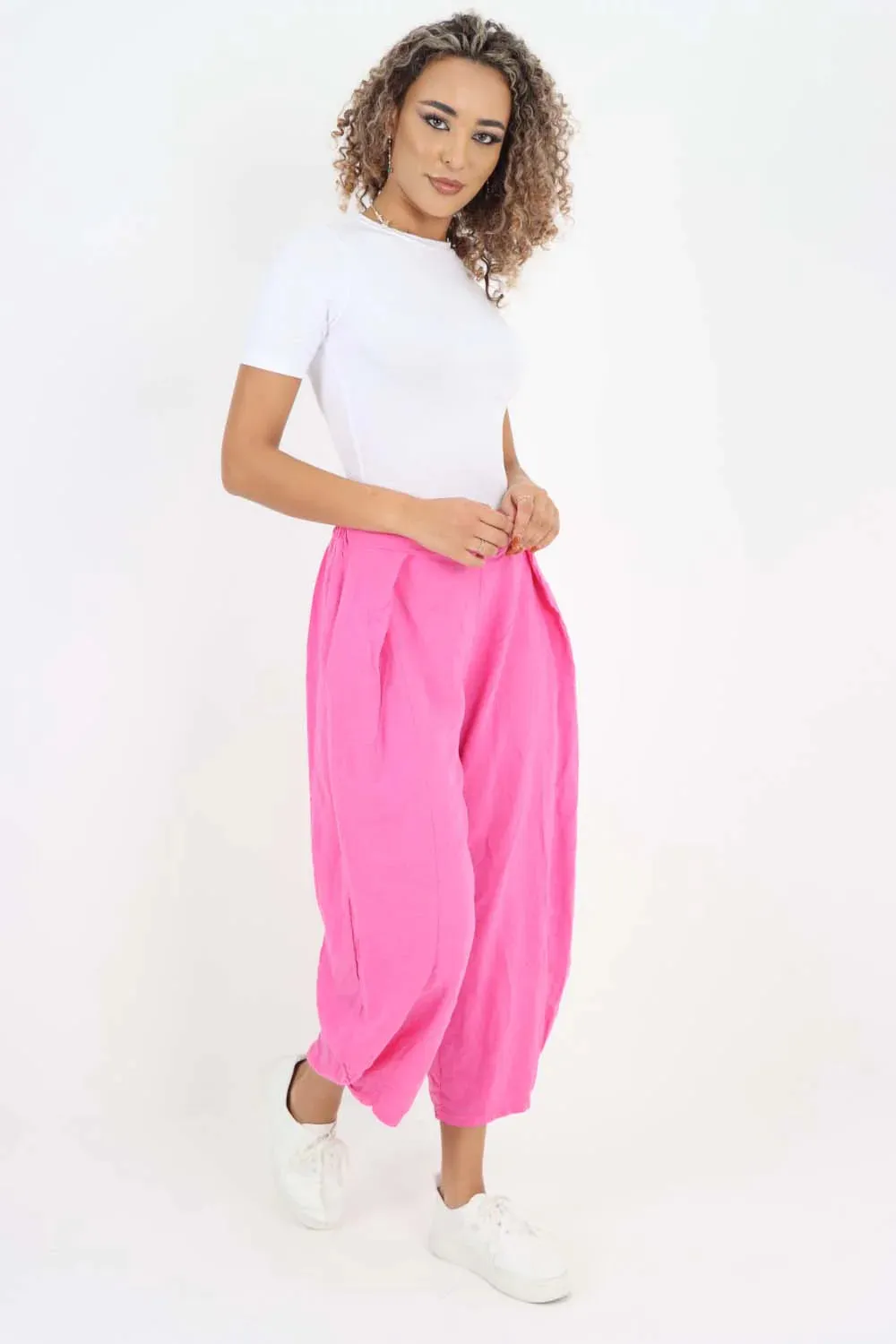 Italian Plain Layered 3/4 Linen Jogger