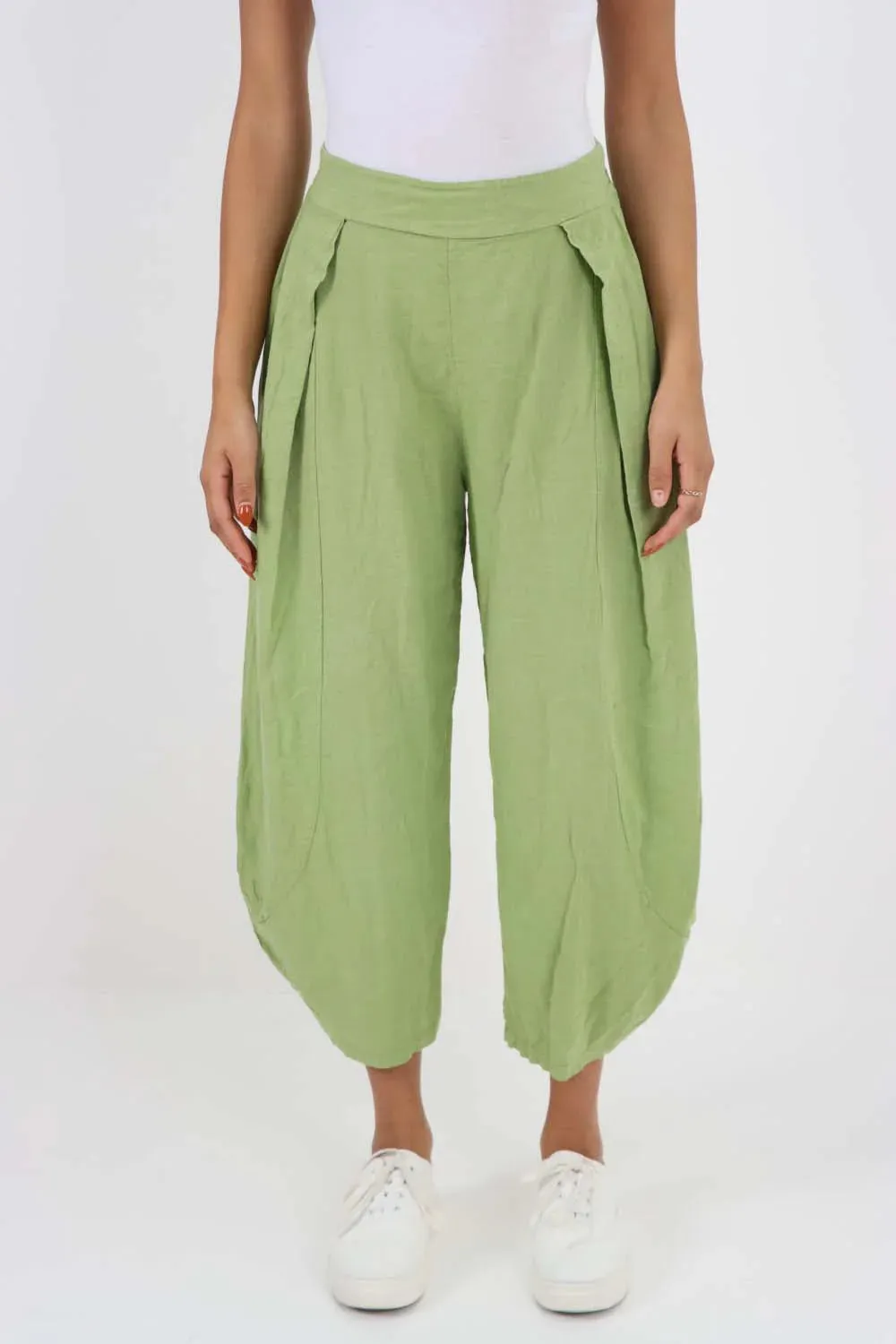 Italian Plain Layered 3/4 Linen Jogger