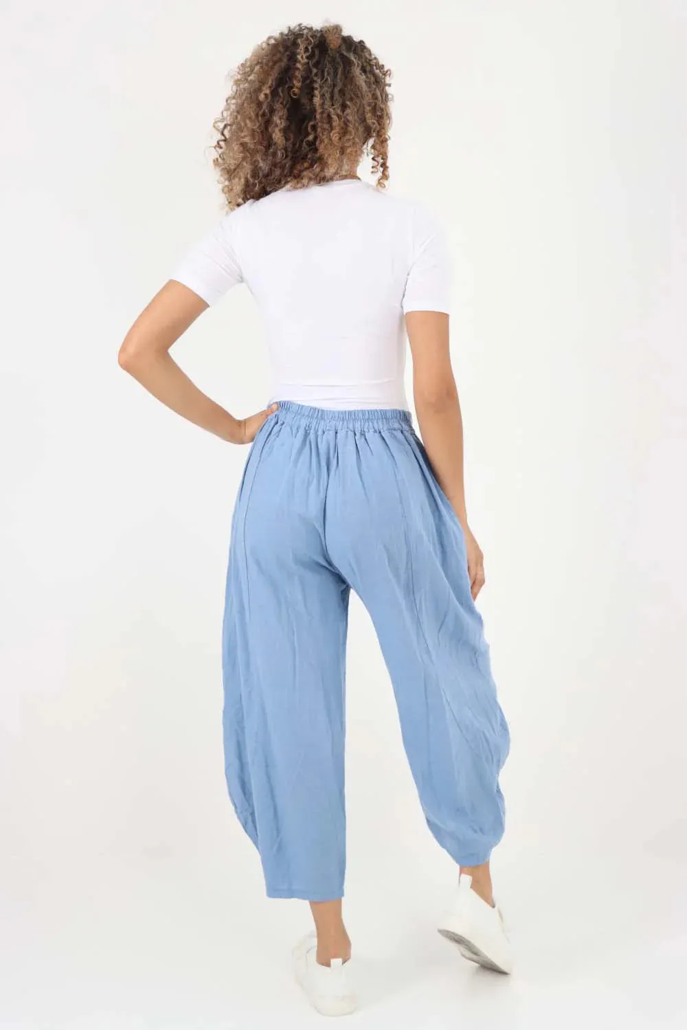 Italian Plain Layered 3/4 Linen Jogger
