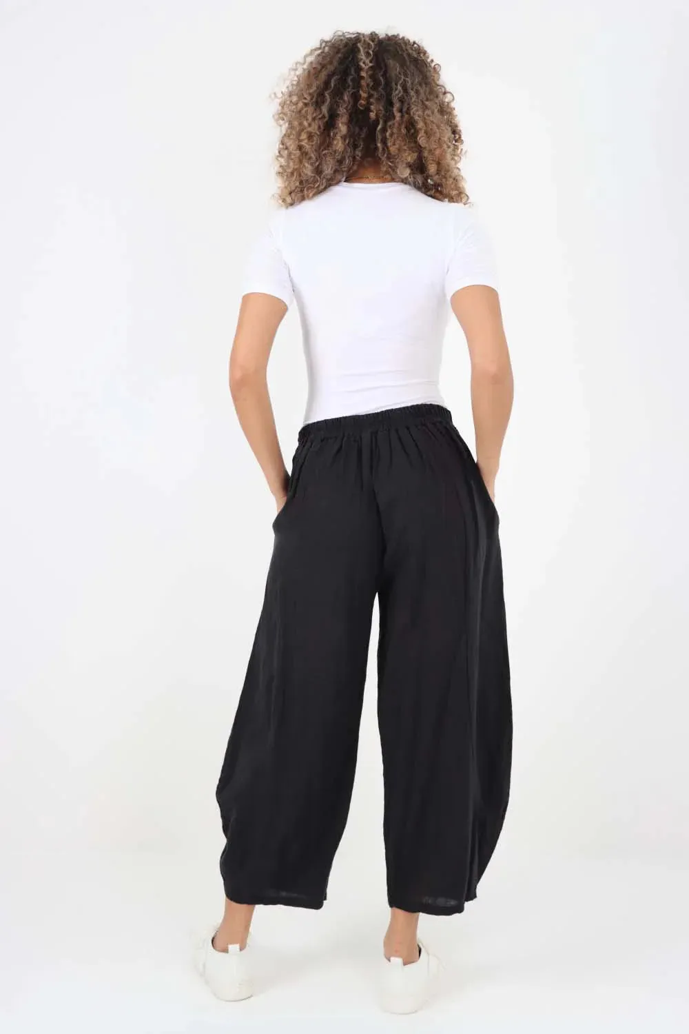 Italian Plain Layered 3/4 Linen Jogger