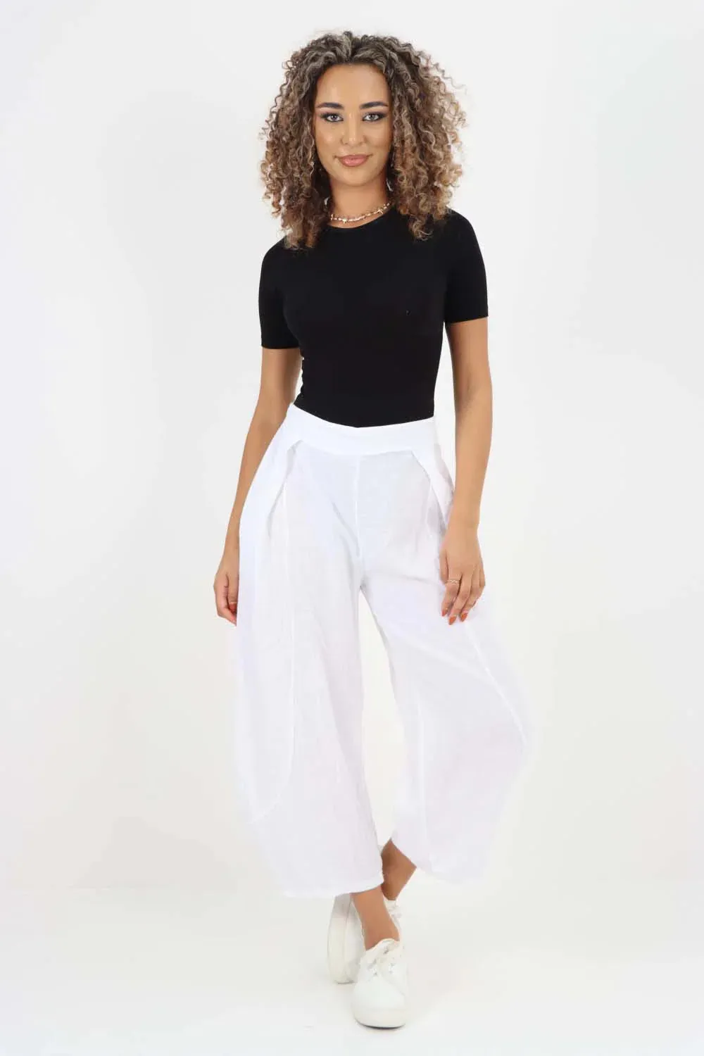 Italian Plain Layered 3/4 Linen Jogger