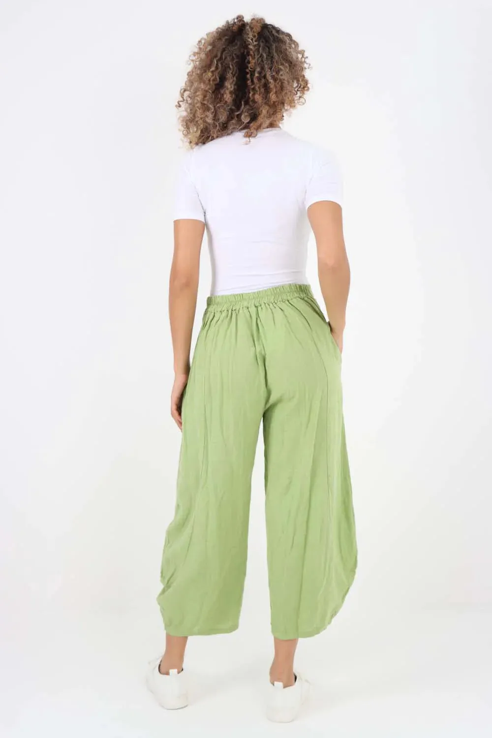 Italian Plain Layered 3/4 Linen Jogger