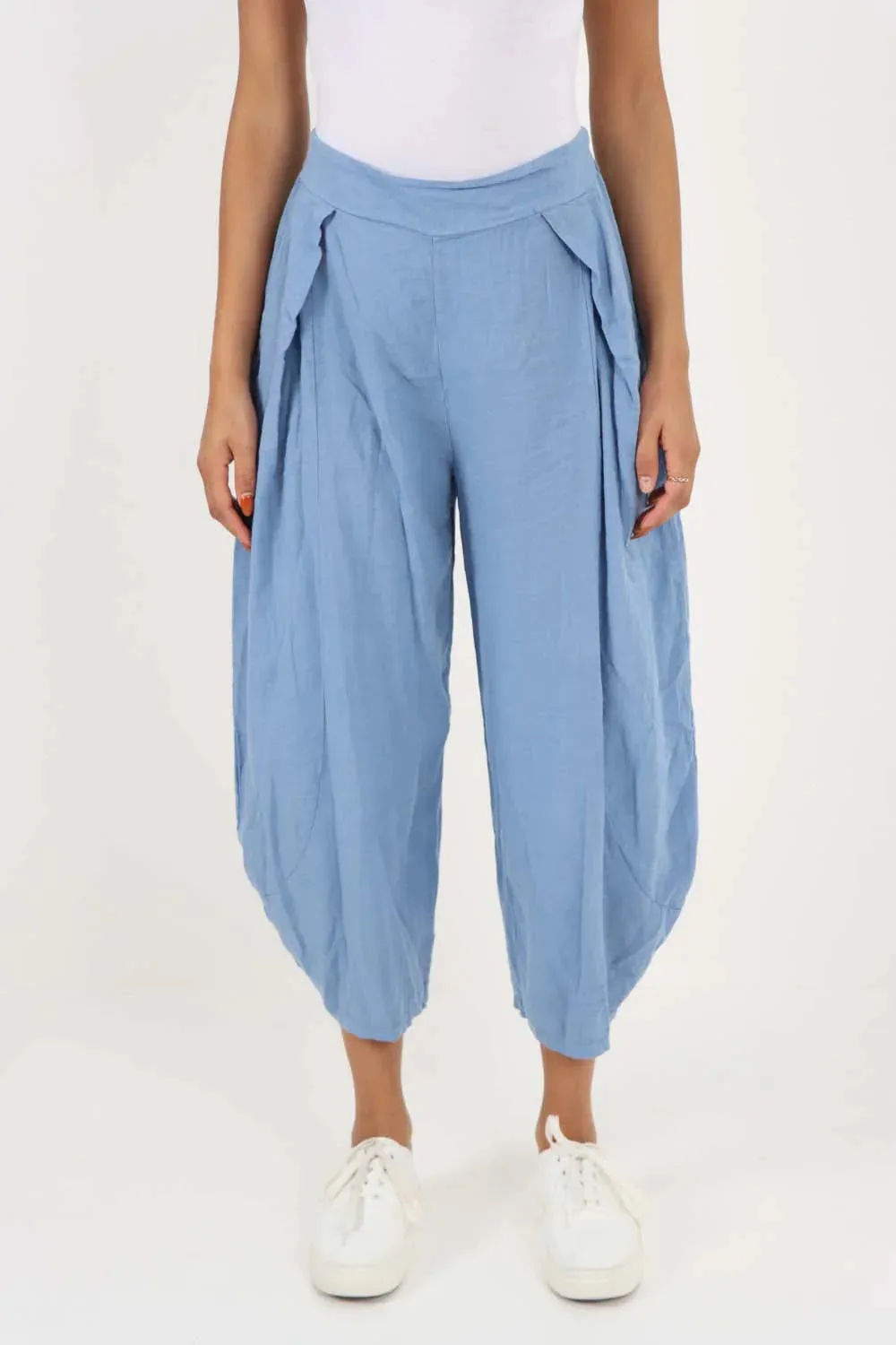 Italian Plain Layered 3/4 Linen Jogger