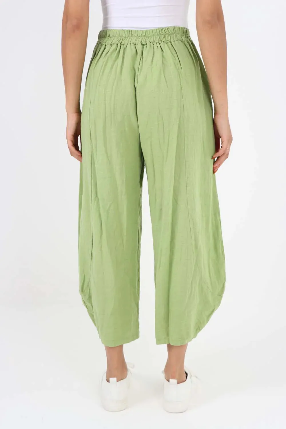 Italian Plain Layered 3/4 Linen Jogger