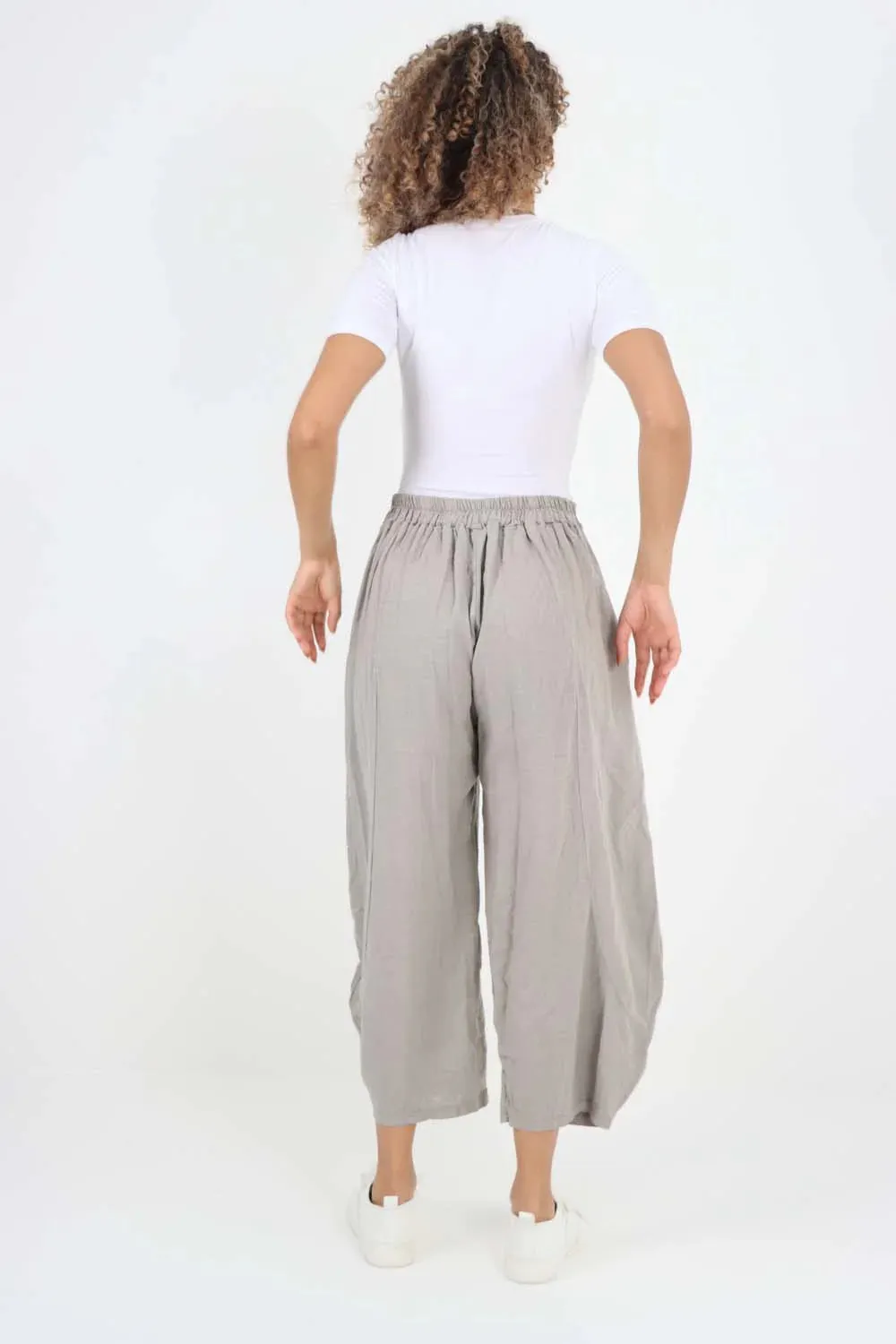 Italian Plain Layered 3/4 Linen Jogger