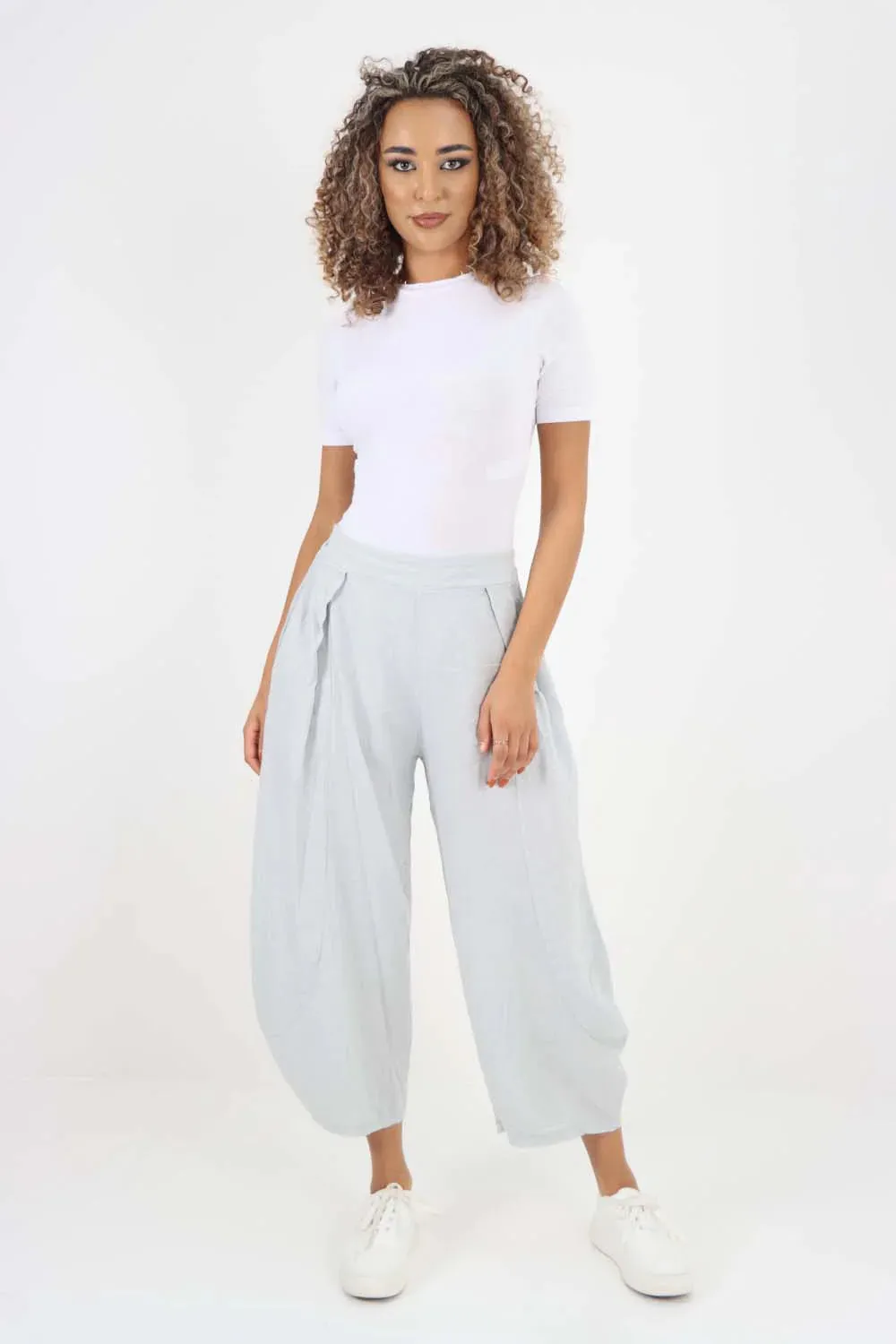 Italian Plain Layered 3/4 Linen Jogger