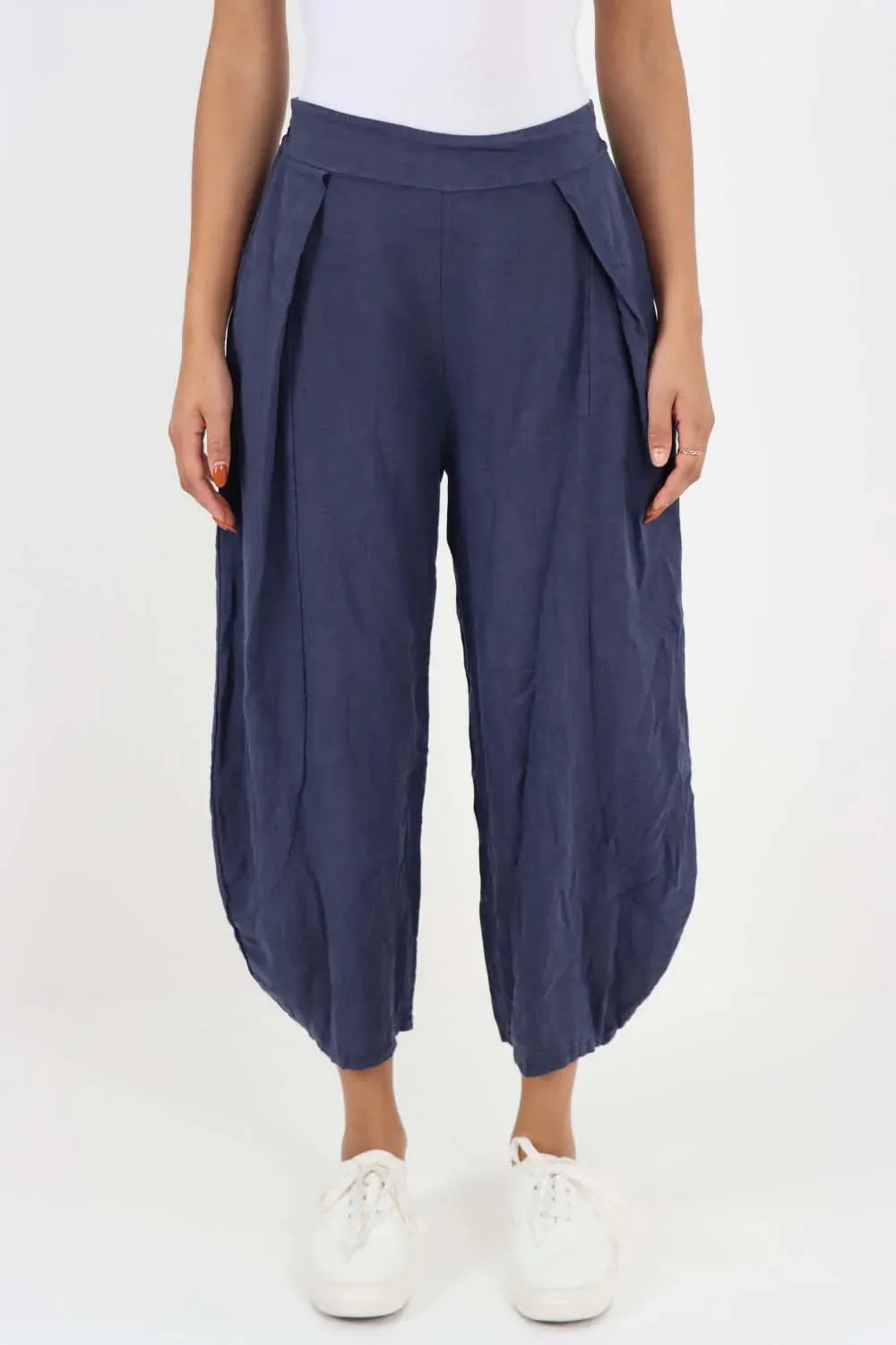Italian Plain Layered 3/4 Linen Jogger