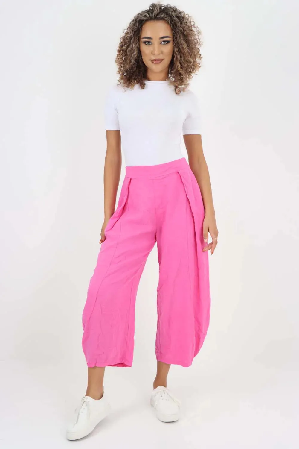 Italian Plain Layered 3/4 Linen Jogger