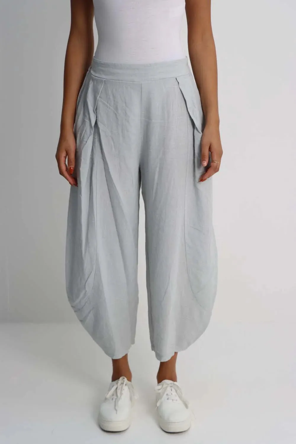 Italian Plain Layered 3/4 Linen Jogger