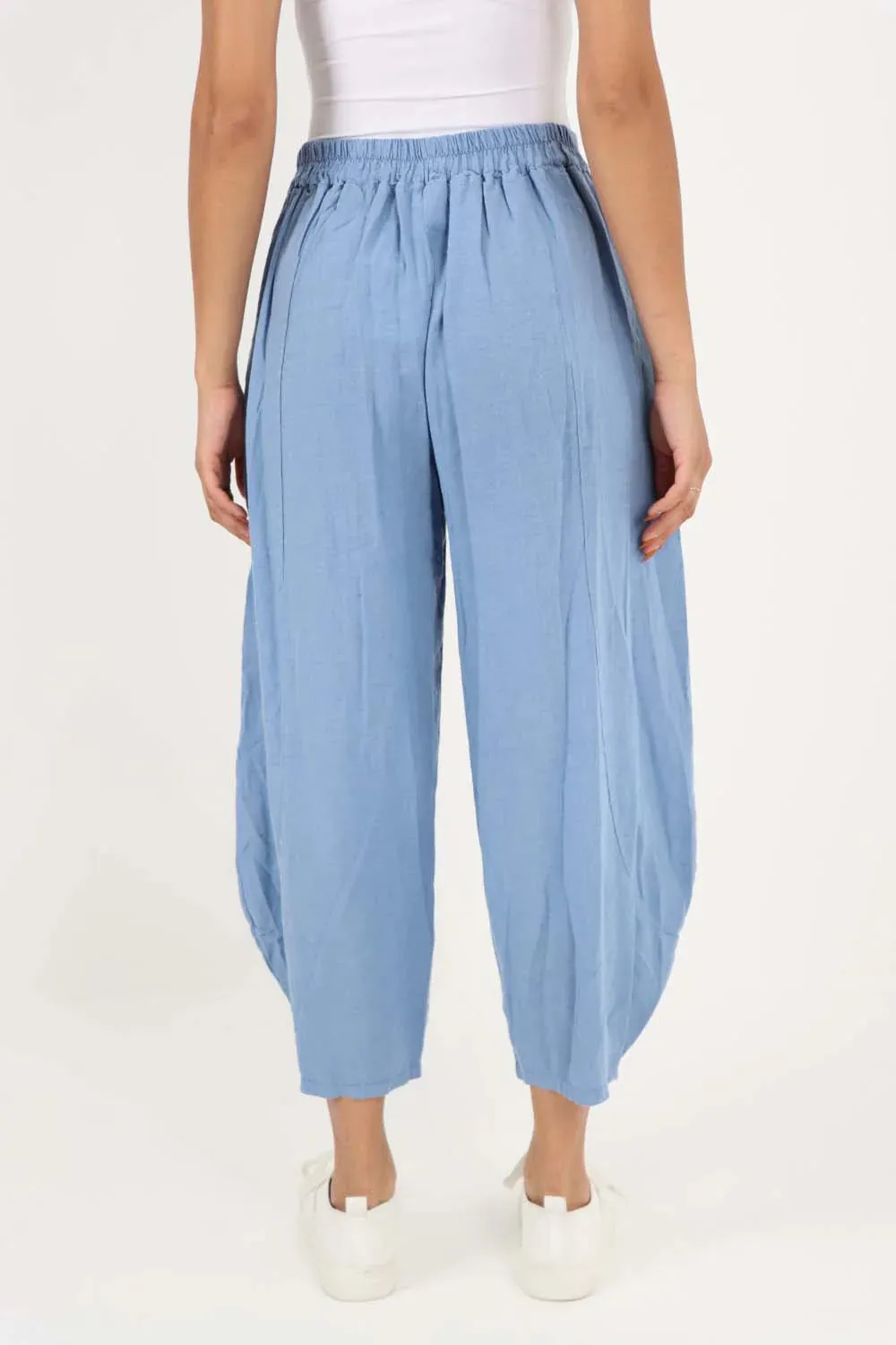 Italian Plain Layered 3/4 Linen Jogger