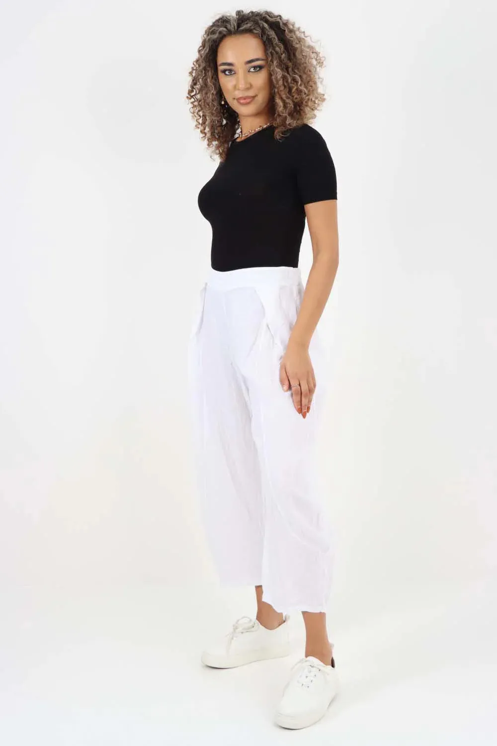 Italian Plain Layered 3/4 Linen Jogger