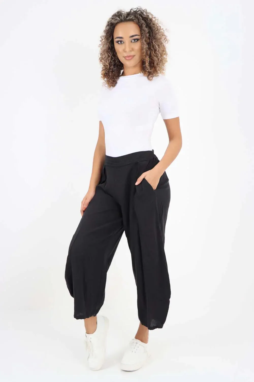 Italian Plain Layered 3/4 Linen Jogger