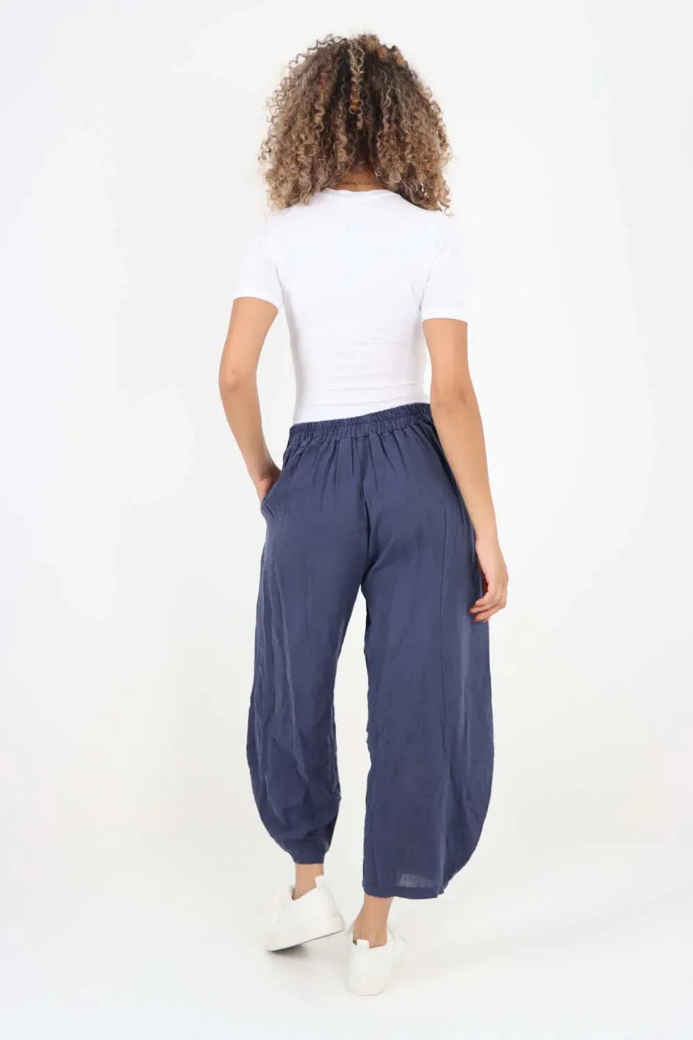 Italian Plain Layered 3/4 Linen Jogger