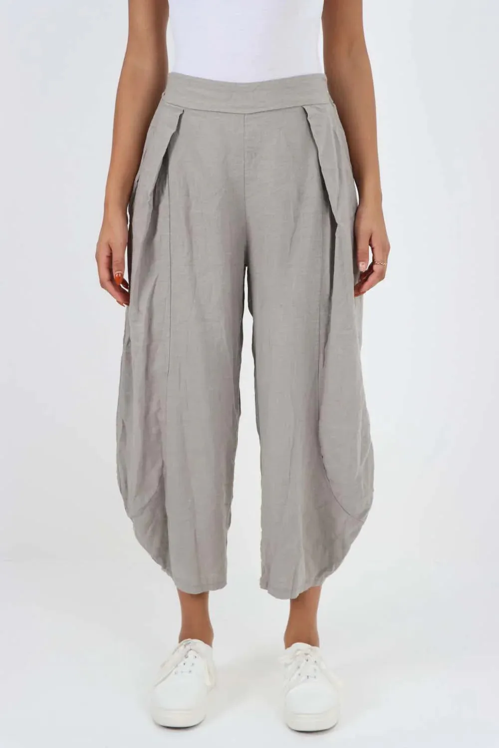 Italian Plain Layered 3/4 Linen Jogger