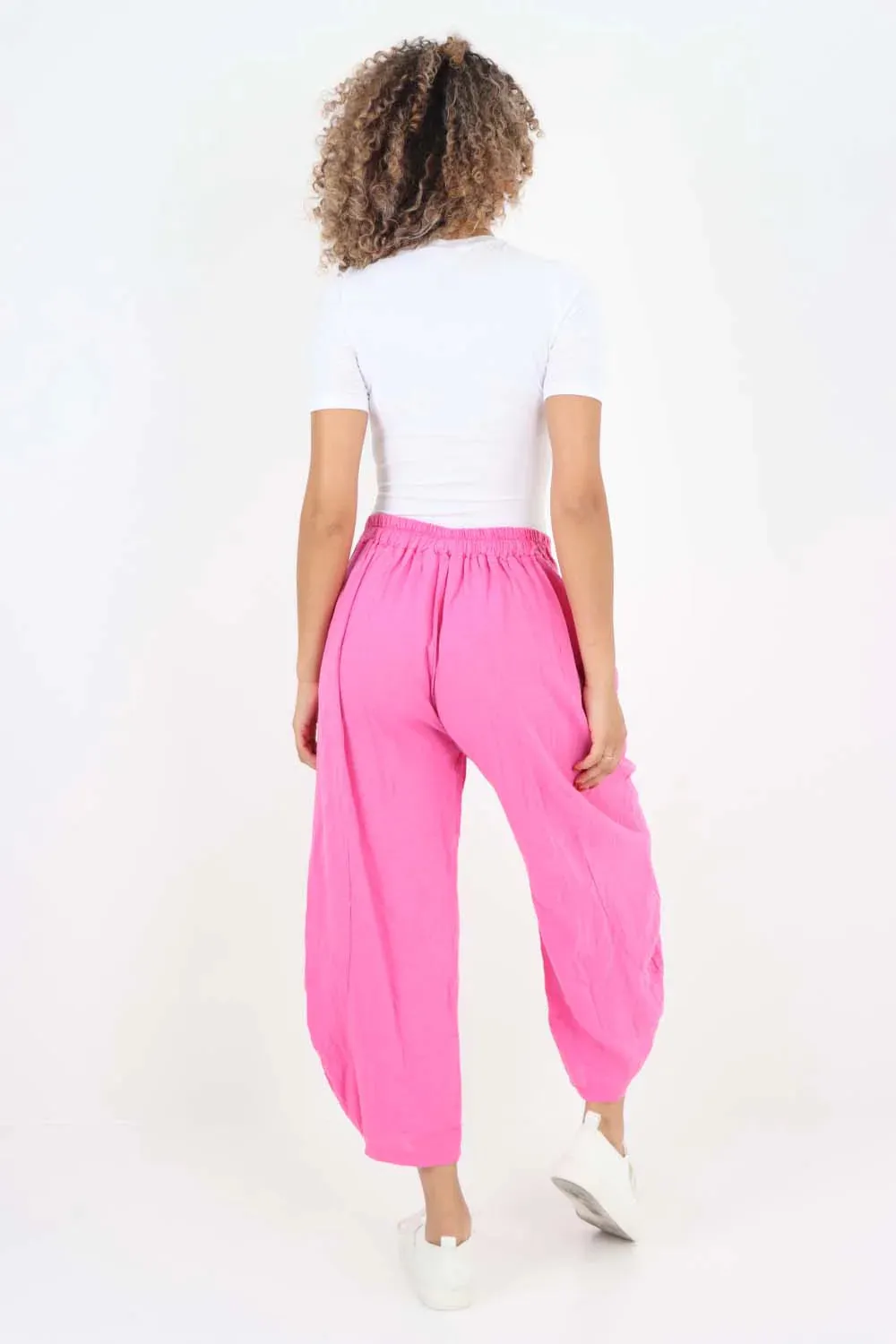 Italian Plain Layered 3/4 Linen Jogger