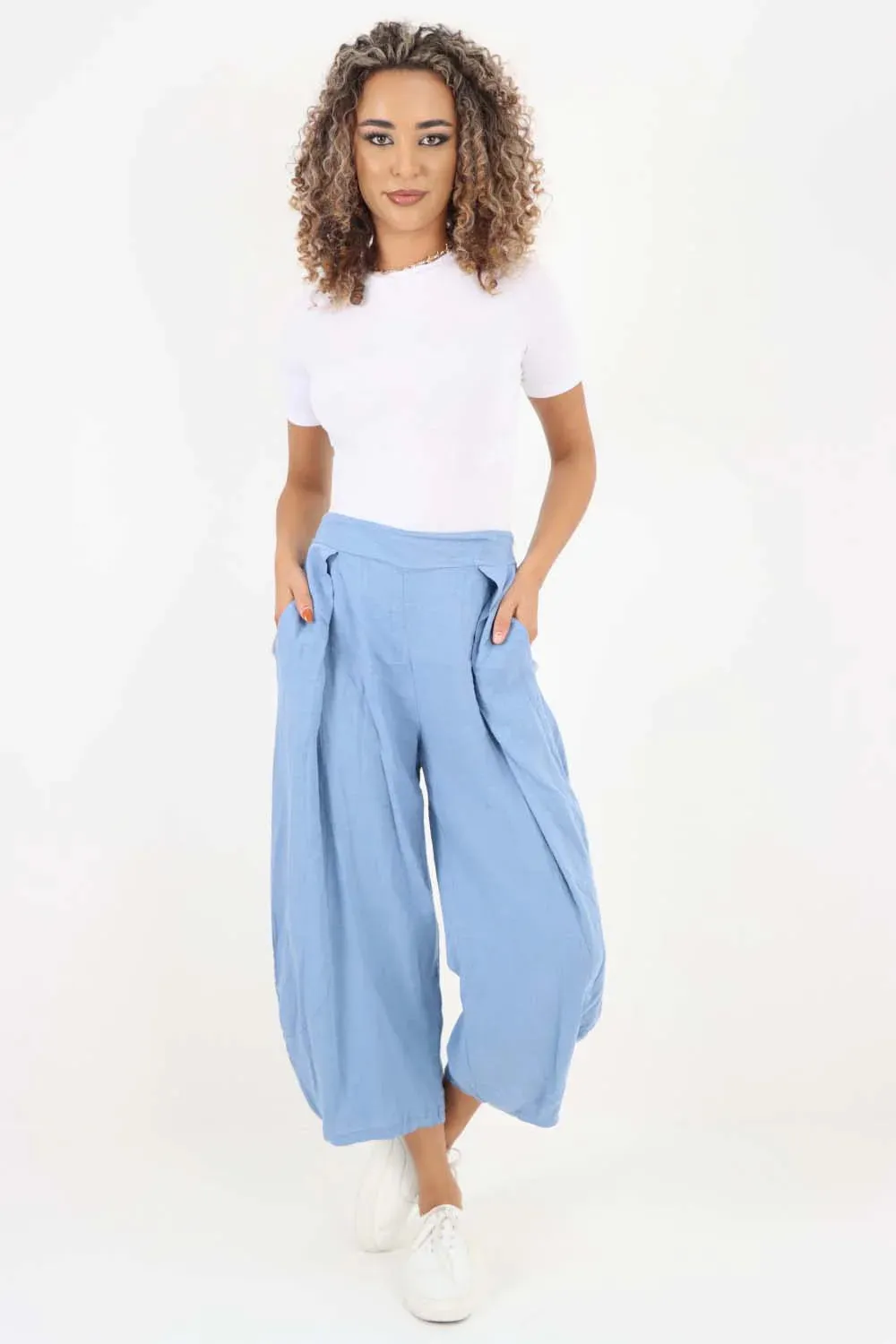 Italian Plain Layered 3/4 Linen Jogger