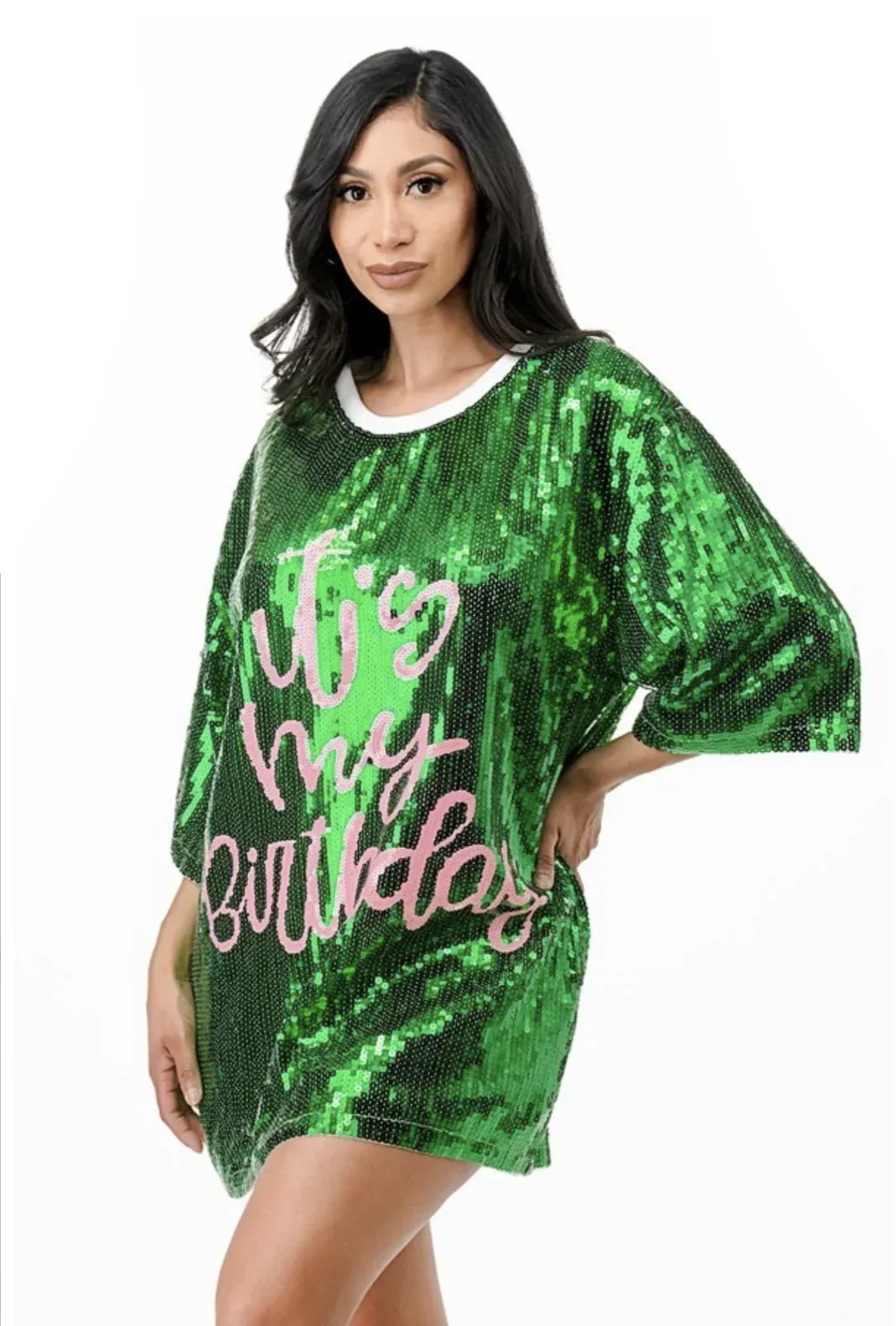 IT'S MY BIRTHDAY SEQUIN T-SHIRT DRESS