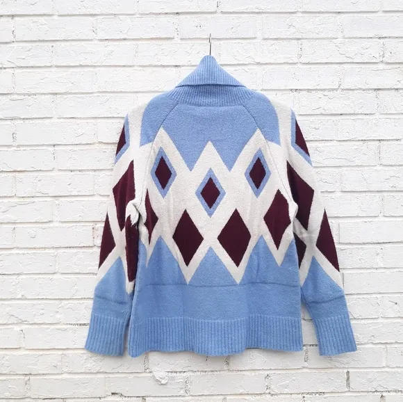 J. Crew Argyle Soft Yarn Oversize Sweater