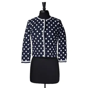 J. Crew Women's Jacket Blue White Polka Dot Ruffle Textured Lined Coat Size 00
