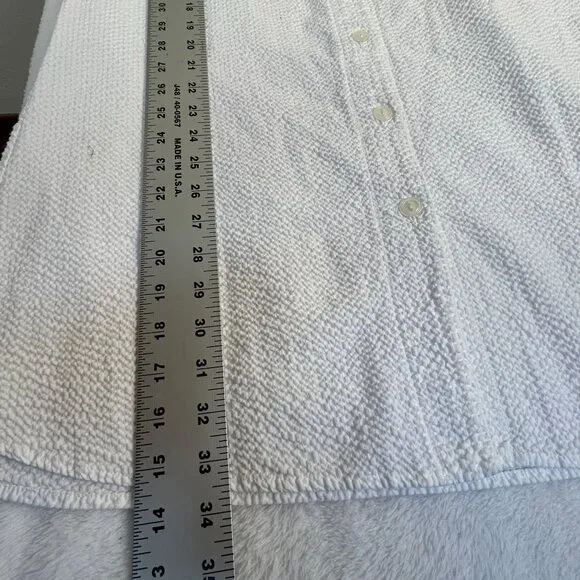 Jan de Luz Carmel Womens Textured Button Down Tunic Shirt Dress Medium White