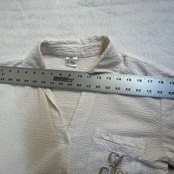 Jan de Luz Carmel Womens Textured Button Down Tunic Shirt Dress Medium White