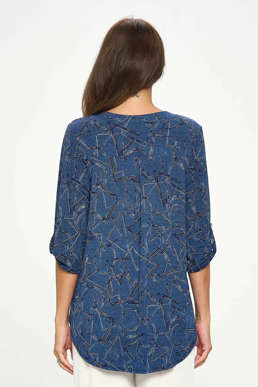 Jostar Notch Neck Rolled Sleeve Top