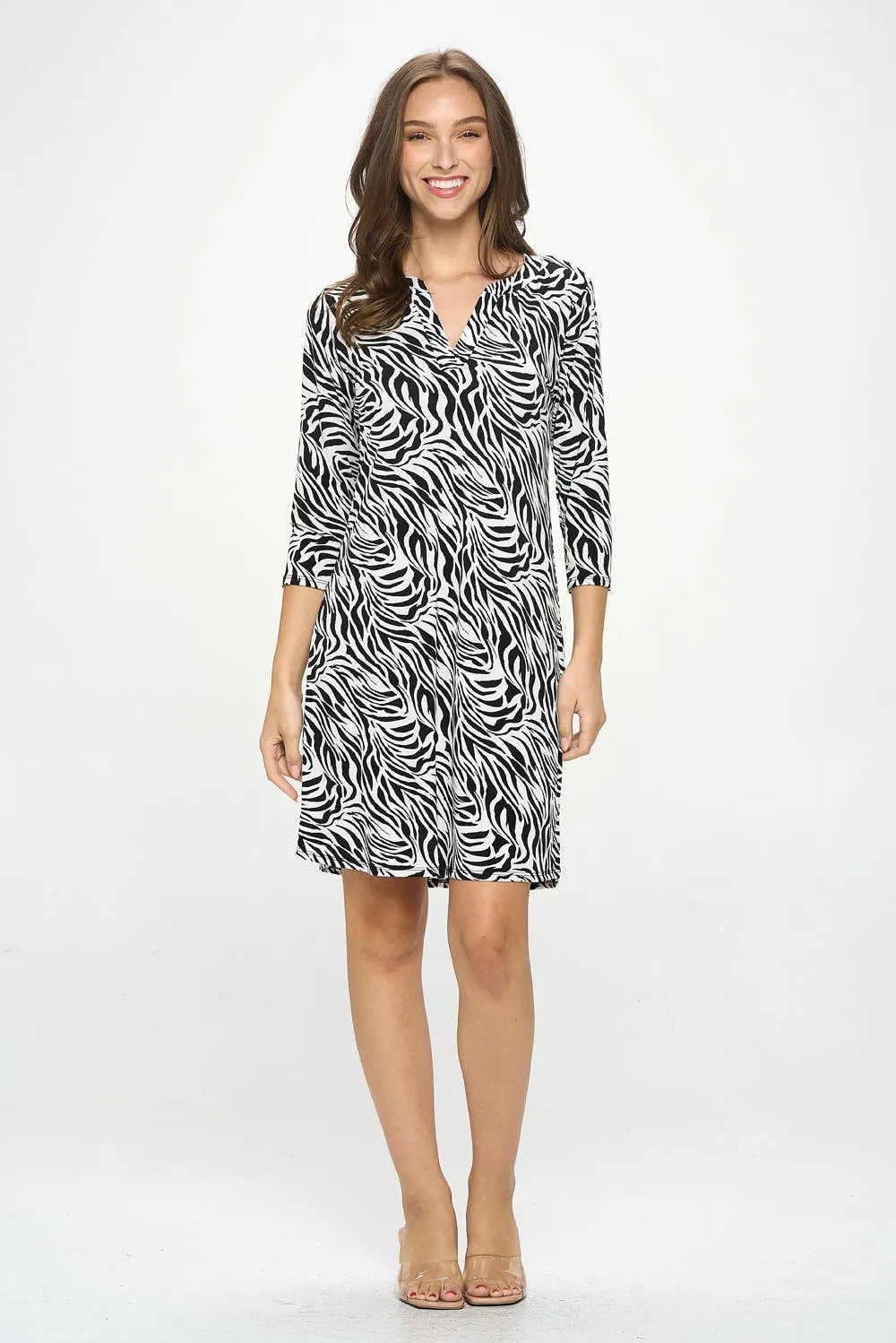 Jostar Zebra Notch Neck Quarter Sleeve Dress (30% off dress sale!)