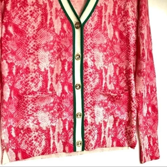 JUICY COUTURE pink python print wool cardigan S