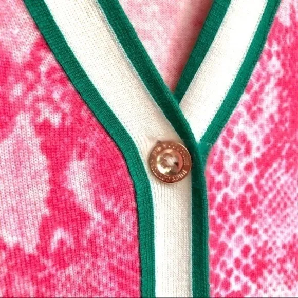 JUICY COUTURE pink python print wool cardigan S