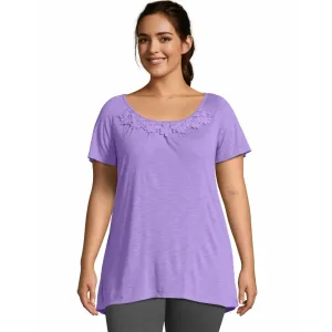 Just My Size Women's Plus Size Crochet Trim Tunic