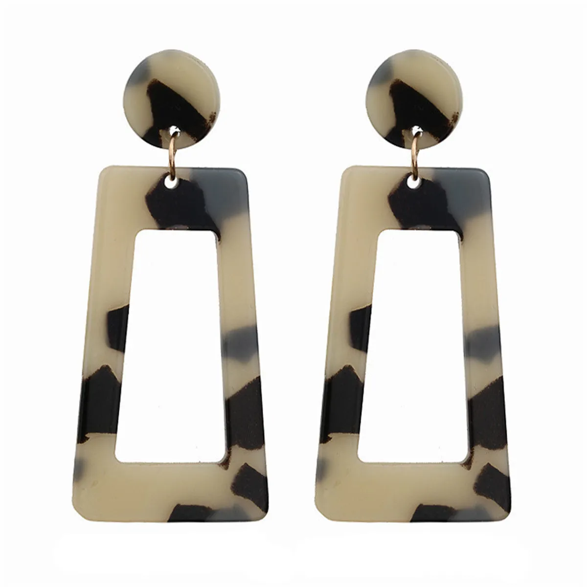 Khaki Abstract Ladder Drop Earrings