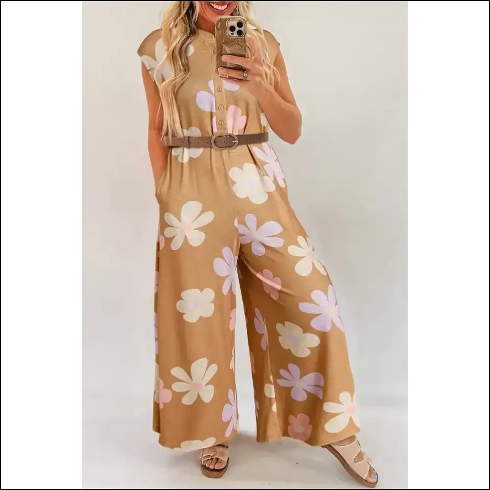 Khaki Floral Print Jumpsuit: Dress Like you Own the Place,  🌸 Needful Things