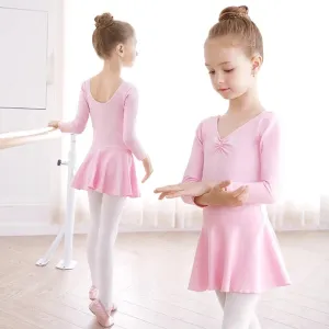 Kids' Girls Cotton Gymnastics Leotard Ballet Dress - Short Sleeve Tutu Dancewear