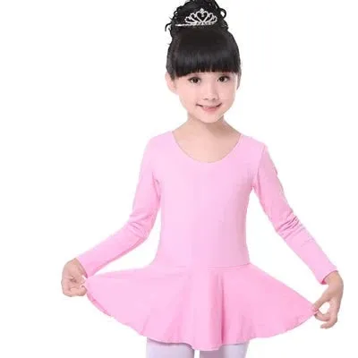 Kids' Girls Cotton Gymnastics Leotard Ballet Dress - Short Sleeve Tutu Dancewear