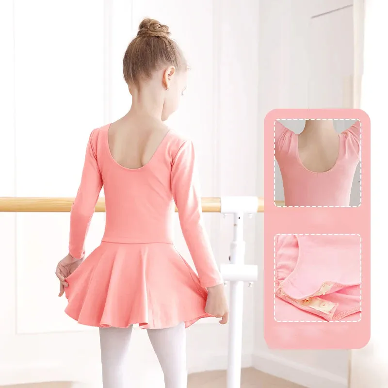Kids' Girls Cotton Gymnastics Leotard Ballet Dress - Short Sleeve Tutu Dancewear