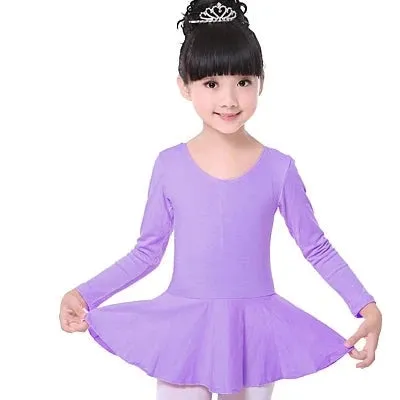 Kids' Girls Cotton Gymnastics Leotard Ballet Dress - Short Sleeve Tutu Dancewear
