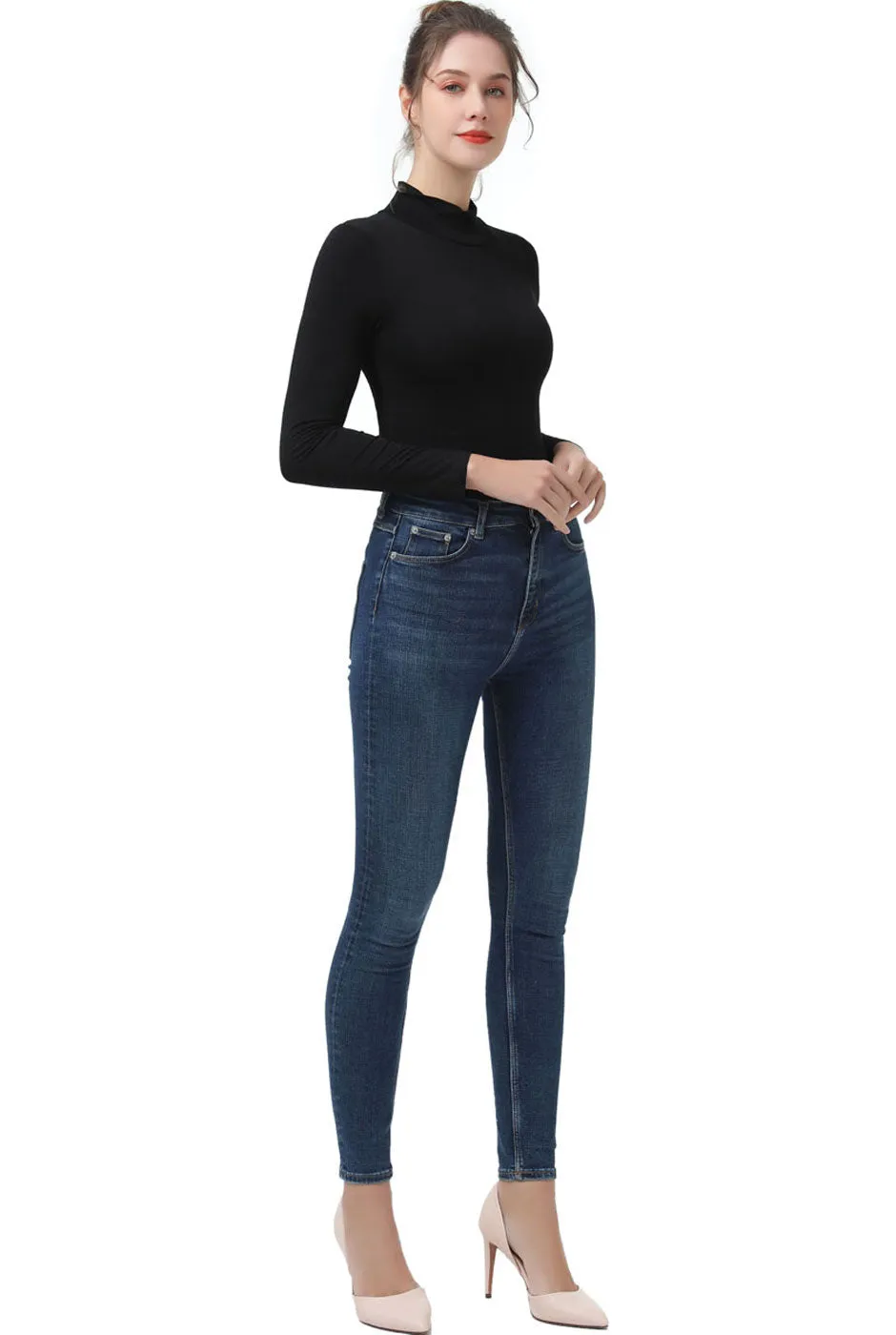 Kimi   Kai Women's Turtleneck Long Sleeve Bodysuit