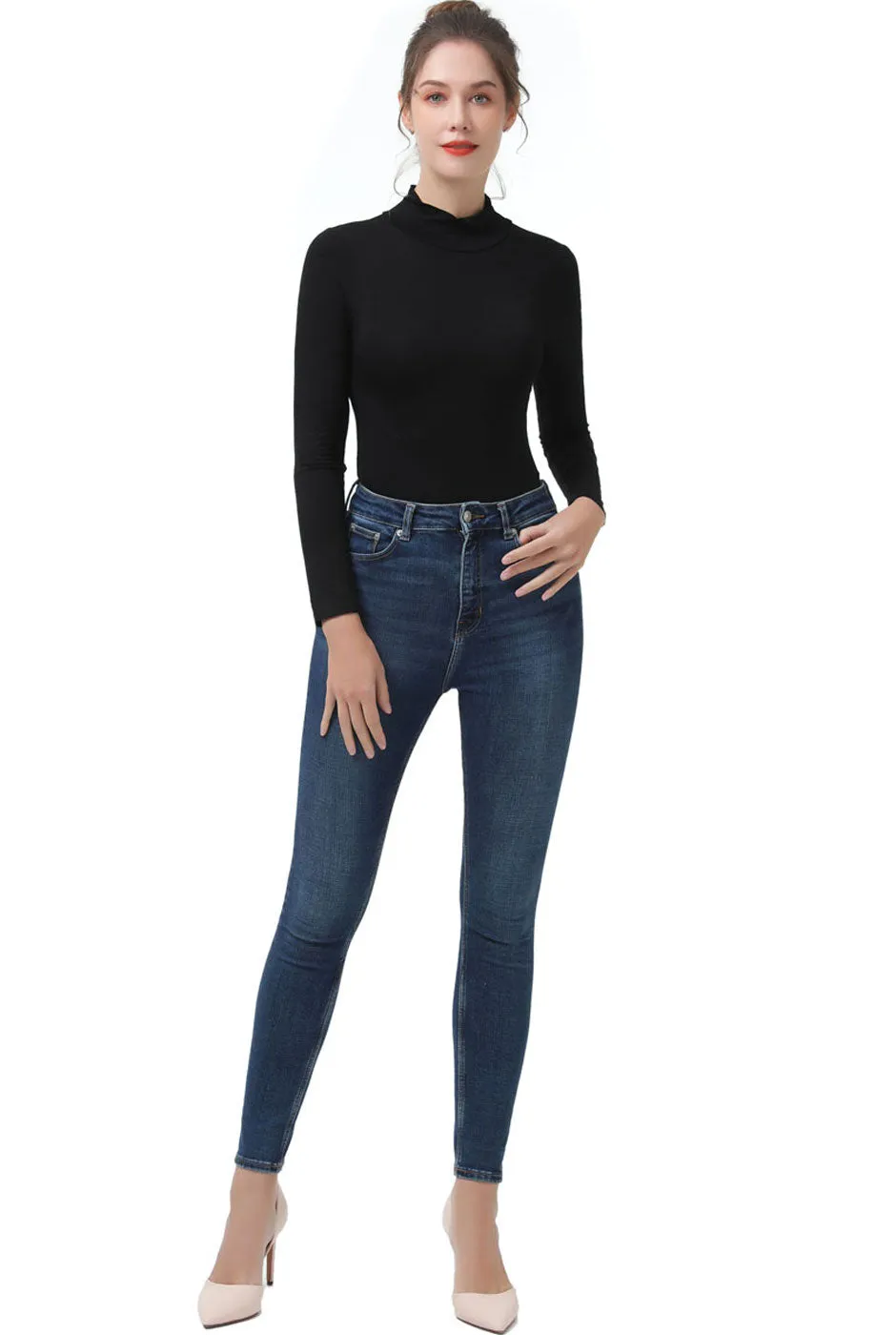 Kimi   Kai Women's Turtleneck Long Sleeve Bodysuit