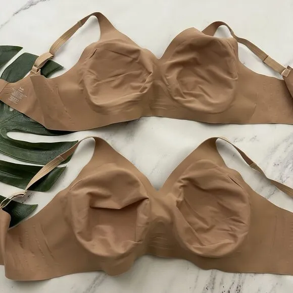 Knix Revolution V-Neck Bra Size XXXL  Wireless Seamless Nude Beige Soft Lot of 2