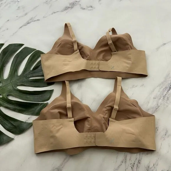 Knix Revolution V-Neck Bra Size XXXL  Wireless Seamless Nude Beige Soft Lot of 2